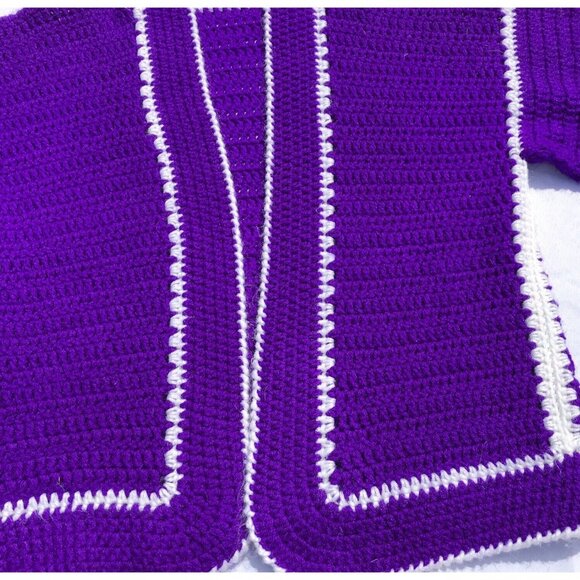 Vtg Crochet Jacket Handmade Granny Sq Cardigan Coatigan CottageCore Boho OOAK - Picture 11 of 16